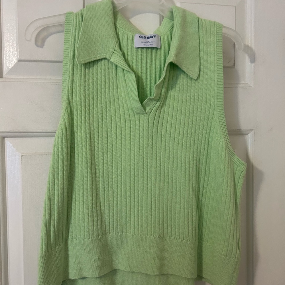 Old Navy Light Green Ribbed Knit Top